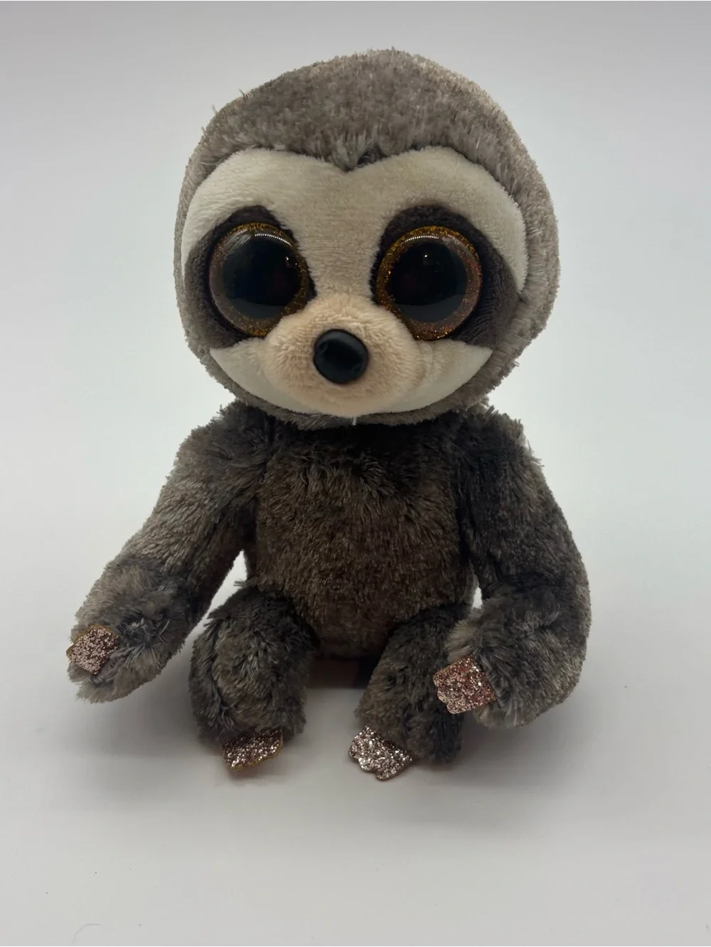 Ty Gray and Cream Glitter-Eyed Sloth Plush